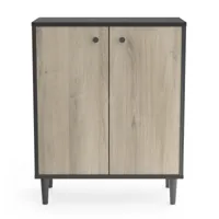 meuble de rangement de 2 portes coloris chêne kronberg / noir - longueur 60 x profondeur 28 x hauteur 75 cm