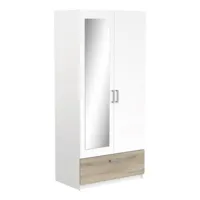 but armoire 2 portes 1 tiroir l.89 cm ready imitation chêne kronberg et blanc  chêne