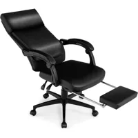 costway chaise de bureau ergonomique inclinable pivotant réglable en hauteur avec roulettes appuie-tête accoudoir repose-pieds 62 x 71,5 x 109-119 cm noir