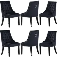 ensemble de 6 chaises de salle à manger capitonnées en velours windsor noir