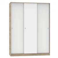 pegane armoire avec 3 portes coulissantes coloris cambrian/blanc - hauteur 200 x longueur 150 x profondeur 55 cm