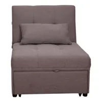 fauteuil lit simple, avec oreiller et matelas inclus, pouf convertible en lit, en tissu rembourré, fabriqué en italie, 191x79h45 cm, couleur gris tourterelle