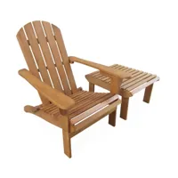 fauteuil de jardin en bois adirondack salamanca eucalyptus  avec repose-pieds / table basse, style retro | sweeek