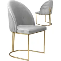 vivenla lot de 2 chaises de salle à manger design revêtement en velours gris clair et piètement en acier inoxydable doré l. 51 x p. 54 x h. 91 cm collection vasco