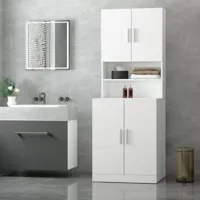ecd germany armoire salle de bain encastrée pour lave-linge 190 x 70 cm panneau d'aggloméré  blanc
