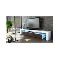 meuble tv blanc  et  chocolat   189 cm sans led