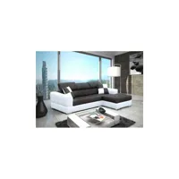 meublesline canapé d'angle 4 places neto moderne noir et blanc simili cuir tissu noir, blanc