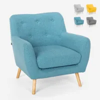 chaise longue design moderne de style nordique en bois et tissu modesto | couleur: bleu