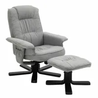 fauteuil de relaxation avec repose-pieds charly, en tissu gris et pieds noir