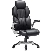 siège de bureau pivotant fauteuil ergonomique avec accoudoirs pliables 150 kg noir 12_0000968