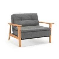 innovation living  fauteuil design dublexo frej gris twist charcoal convertible lit 90*115 cm piétement chêne clair
