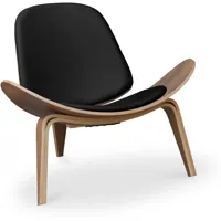 fauteuil lounge cw07 boho bali design scandinave - simili cuir noir