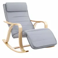 songmics songmics fauteuil à bascule avec repose-pied réglable rocking chair 5 niveaux charge max 150 kg gris clair lyy41g  gris
