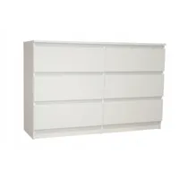 cleo - commode de chambre 6 tiroirs - dimensions 120x35x77.5 cm - meuble de rangement - blanc