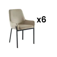 pascal morabito lot de 6 chaises avec accoudoirs en velours et métal - beige - carolona de pascal morabito  beige