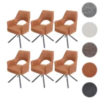 mendler lot de 6 chaises de salle à manger hwc-k30, fauteuil de cuisine, pivotant auto-position, tissu/textile ~ aspect daim brun  marron