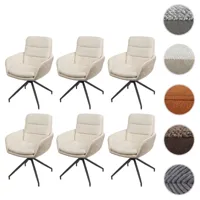 mendler lot de 6 chaises de salle à manger hwc-k32, chaise de cuisine fauteuil chaise, pivotante position auto, tissu/textile ~ crème-beige  beige