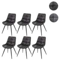 6x chaise de salle à manger hwc-e57, chaise de cuisine, rembourrée, look rétro en daim ~ tissu / textile noir