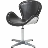 fauteuil design cuir vieilli spoon - noir