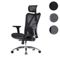 mendler sihoo chaise de bureau ergonomique charge max. 150kg ~ housse noire, piétement noir