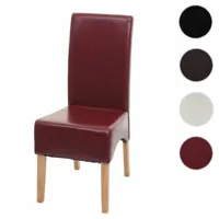 chaise de salle à manger latina, chaise de cuisine, cuir ~ rouge, pieds légers