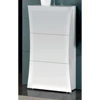 étagère à chaussures moderne, made in italy, 3 portes, étagère à chaussures d'entrée, 71x27h122 cm, couleur blanc brillant