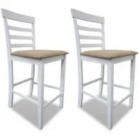 chaise de bar 2 pcs bois blanc et beige - blanc