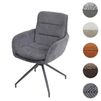 chaise de salle à manger hwc-k32, fauteuil chaise, pivotante position auto, tissu/textile ~ cord - gris