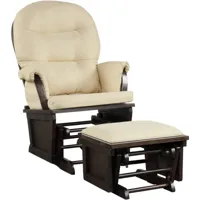giantex fauteuil à bascule avec repose-pieds, rocking chair en bois, coussin amovible idéal pour la sieste, allaiter, lire gris