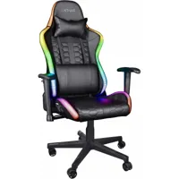 trust chaise gaming éclairée gxt 716 rizza rgb led chaise de bureau gamer avec 350 couleurs, fauteuil, siège ergonomique avec pivotement sur 360 degrés et dossier inclinable à 175 degrés - noir