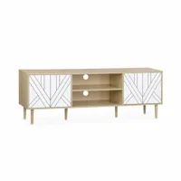 sweeek meuble tv décor bois & blanc  | sweeek