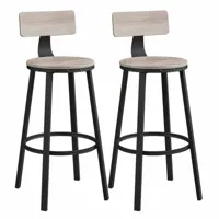 lot de 2 chaises de bar tabourets hauts avec dossier siège de cuisine cadre en acier montage facile siège de 73 cm de haut style industriel grège et noir 12_0002533