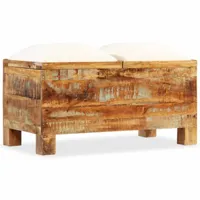 banc de rangement bois massif recyclé 80 x 40 x 40 cm - brun - meubles - bancs - bancs coffres - brun - brun