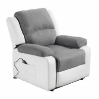 paris prix fauteuil de relaxation electrique ota 96cm blanc & gris  gris