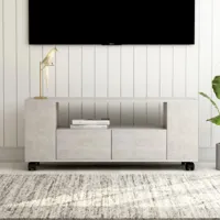 meuble tv gris béton 120 x 35 x 43 cm aggloméré
