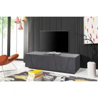 meuble tv de salon, made in italy, meuble tv avec 4 portes avec détail, 162x44h46 cm, couleur gris ardoise
