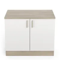 pegane meuble bas de cuisine coloris chêne kronberg, blanc - longueur 100 x hauteur 85 x profondeur 60 cm