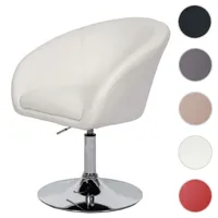 mendler chaise de salle à manger hwc-f19, fauteuil pivotant, salon, réglable en hauteur ~ similicuir blanc  blanc