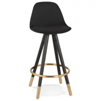 chaise de bar 41x41x87 cm en tissu noir et pied noir et doré - circos