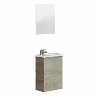 mirakemueble meuble sous-lavabo avec miroir et vasque mini - chêne alaska chêne en alaska  multicolore