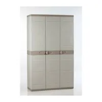 titanium plastiken armoire 3 portes avec etageres + penderie l105 x p44 x h176 cm beige et taupe gamme titanium  interieur/exter