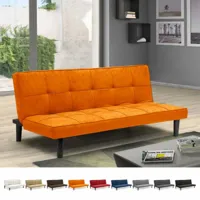 canapé convertible design en tissu 2 places pour maison et bureau giada, couleur: orange