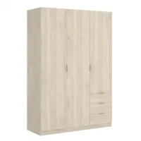 armoire placard meuble de rangement coloris naturel - longueur 121 x profondeur 52 x hauteur 184 cm