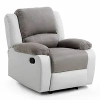 fauteuil de relaxation microfibre polo 96cm gris & blanc