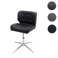 chaise de bureau hwc-h42, pivotante, réglable en hauteur ~ similicuir noir, pied chromé