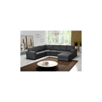 meublesline canapé d'angle 6 places en u oara moderne panoramique tissu gris