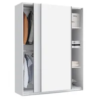 pegane armoire placard / meuble de rangement coloris blanc - hauteur 200 x longueur 150 x profondeur 62 cm