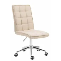 fauteuil chaise tabouret de bureau avec dossier haut en tissu crème hauteur réglable bur10277