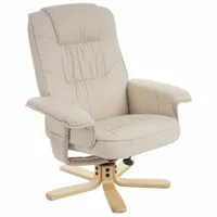 fauteuil de télé m56, fauteuil de relaxation sans tabouret, similicuir ~ crème
