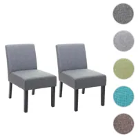2x chaise de salle à manger hwc-f61, fauteuil lounge, tissu/textil ~ gris foncé